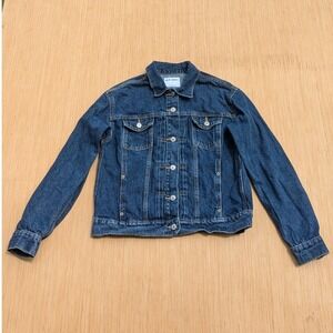 Old‎ Navy Denim Jean Jacket Relaxed Classic Dark Wash Cotton Casual Womens Small